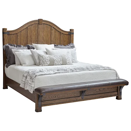 King Panel Bed with Unique Bench Footboard